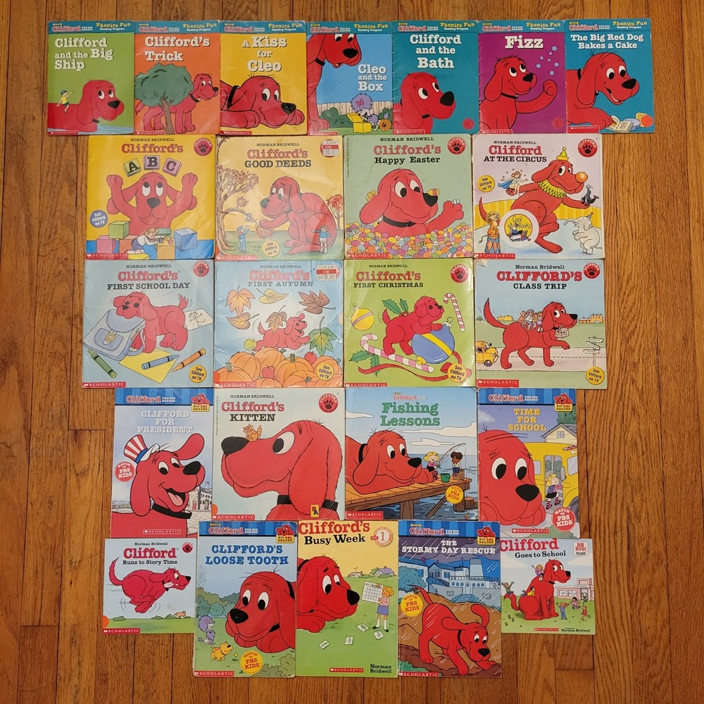 Scholastic 24 Clifford the Big Red Dog Books Phonics Readers Vintage 90s Gift